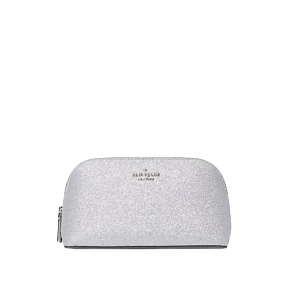 KATE SPATE COSMETIC CASE SHIMMY GLITTER SILVER LUNAR LIGHT NEW! - Picture 1 of 3